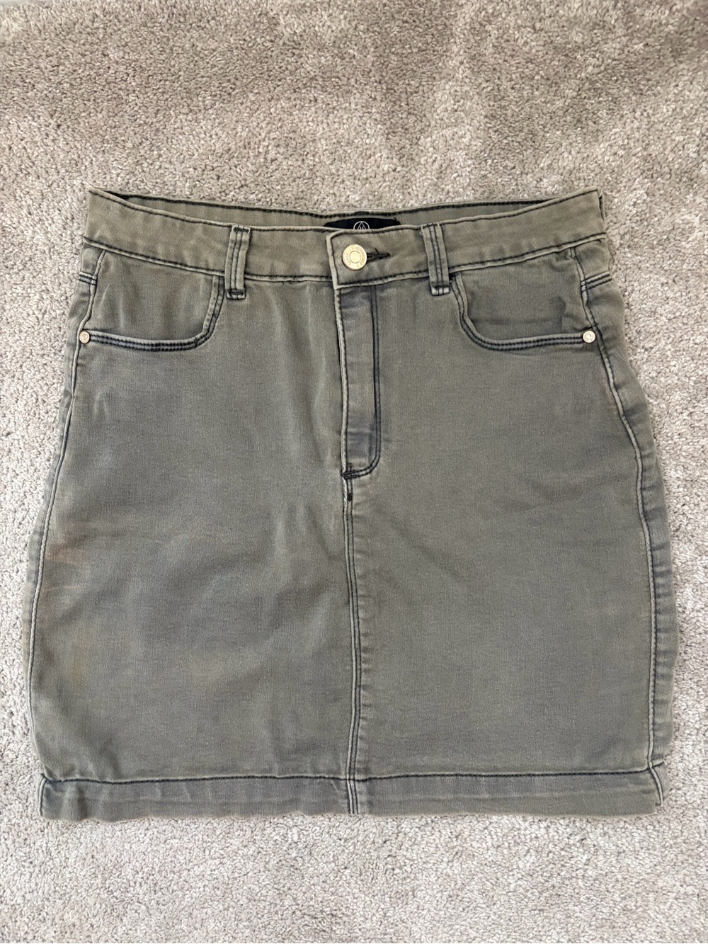Missguided Olive Green Denim Mini Skirt